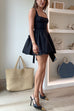 Meridress Square Neck Bow Knot Backless Mini Dress