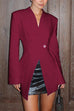 Meridress Chic V Neck Single Button Irregular Blazer