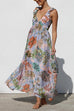 Meridress Sleeveless V Neck Floral Print Maxi Holiday Dress