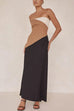 Meridress Strapless Color Block Pocketed Maxi Party Dress