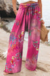 Meridress Drawstring Elastic Waist Wide Leg Floral Print Pants