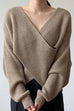 Meridress V Neck Criss Cross Front Ribbed Knit Sweater