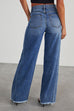 Meridress Raw Hem Distressed Wide Leg Denim Pants