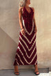 Meridress Halter V Neck Ruffle Drape Front Printed Maxi Dress