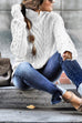 Meridress Mockneck Solid Cable Knit Pullover Sweater