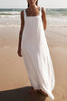 Meridress Square Collar Striped Maxi Cami Beach Dress