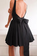 Meridress Square Neck Bow Knot Backless Mini Dress