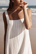 Meridress Square Collar Striped Maxi Cami Beach Dress