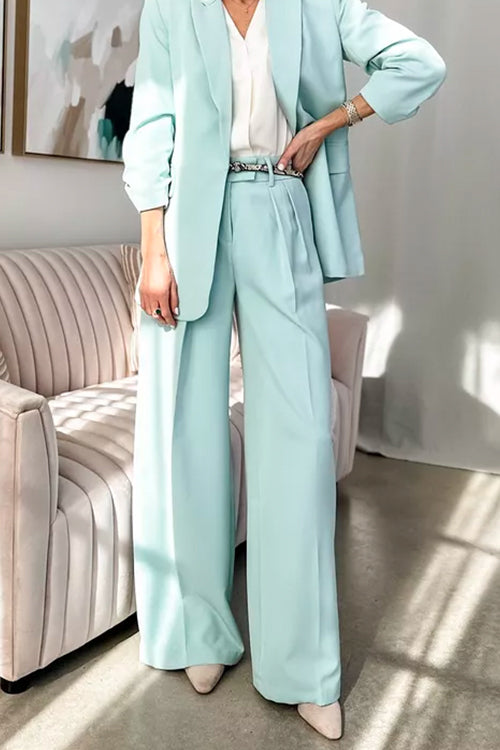 Chicest High Waist Power Suit Wide Leg Pants