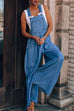 Meridress Pocketed Wide Leg Baggy Denim Overalls