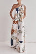 Meridress Tie Knot One Shoulder Floral Print Maxi Dress