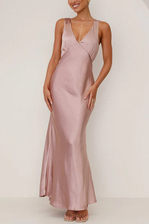 Meridress V Neck Sleeveless Maxi Party Dress