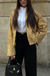 Meridress Stand Collar Zip Up Pocketed Sequin Jacket