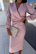 Meridress Wrap V Neck Long Sleeves Bodycon Midi Dress