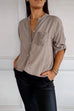 Meridress Rolled Up Sleeves Button Down Sequin Splice Blouse Shirt