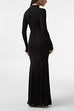 Meridress Mockneck Long Sleeves High Slit Bodycon Maxi Dress