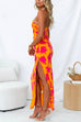 Meridress One Shoulder Side Split Printed Cami Maxi Dress