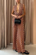 Meridress Chic Back Criss Cross Knot Waist Wide Leg Printed Jumpsuit