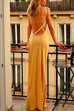 Meridress One Shoulder Backless Satin Maxi Party Dress