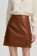 Meridress Slit Front Faux Leather Mini Skirt