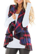 Meridress Pockets Plaid Jacket Vest