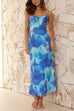 Spaghetti Strap Open Back Floral Print Maxi Dress