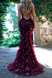 Meridress Sequin V Neck Backless Maxi Cami Mermaid Party Dress