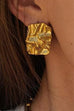 Meridress Textured Gold Rectangle Stud Earrings