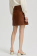 Meridress Slit Front Faux Leather Mini Skirt