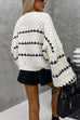 Meridress Lantern Sleeves Color Block Chunky Knit Sweater