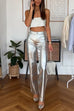 Meridress High Rise Metallic Faux Leather Cropped Pants