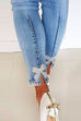 Meridress Bow Knot Pearl Beaded Pencil Denim Pants