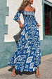 Off Shoulder Bell Sleeves Boho Print Swing Maxi Dress