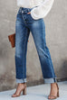 Meridress High Waist Straight Leg Ripped Denim Pants