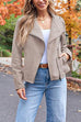 Meridress Zip Up Pocketed Faux Suede Moto Jacket(in 7 Colors)