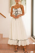 Meridress Spaghetti Strap Frill Trim Tie Bow Maxi Dress