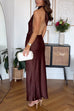 Meridress Halter Backless Satin Maxi Party Dress