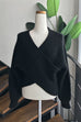 Meridress V Neck Batwing Sleeves Cross Front Sweater