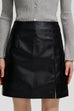 Meridress Slit Front Faux Leather Mini Skirt