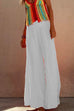 Meridress Smocked Elastic Waist Baggy Wide Leg Cotton Linen Pants