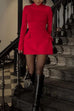 Meridress Mockneck Long Sleeves Waisted Mini Dress