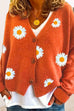 Meridress V Neck Button Up Daisy Embroidery Sweater Cardigan