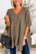 10 Colors V Neck Loose Fit Solid Poncho Sweater